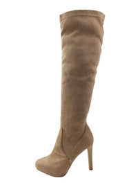 Knee High Heel Womens Suede-Like Boots