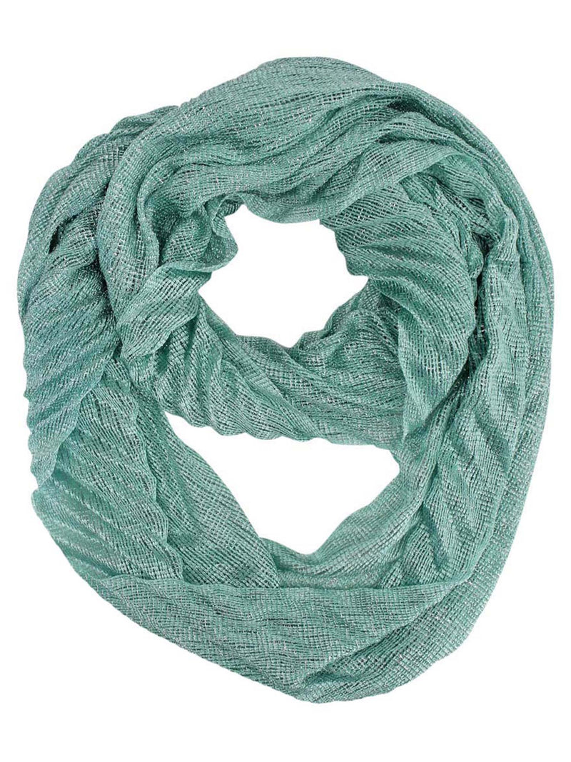 Mint Green Metallic Pleated Circular Scarf