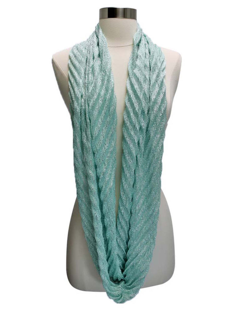 Mint Green Metallic Pleated Circular Scarf