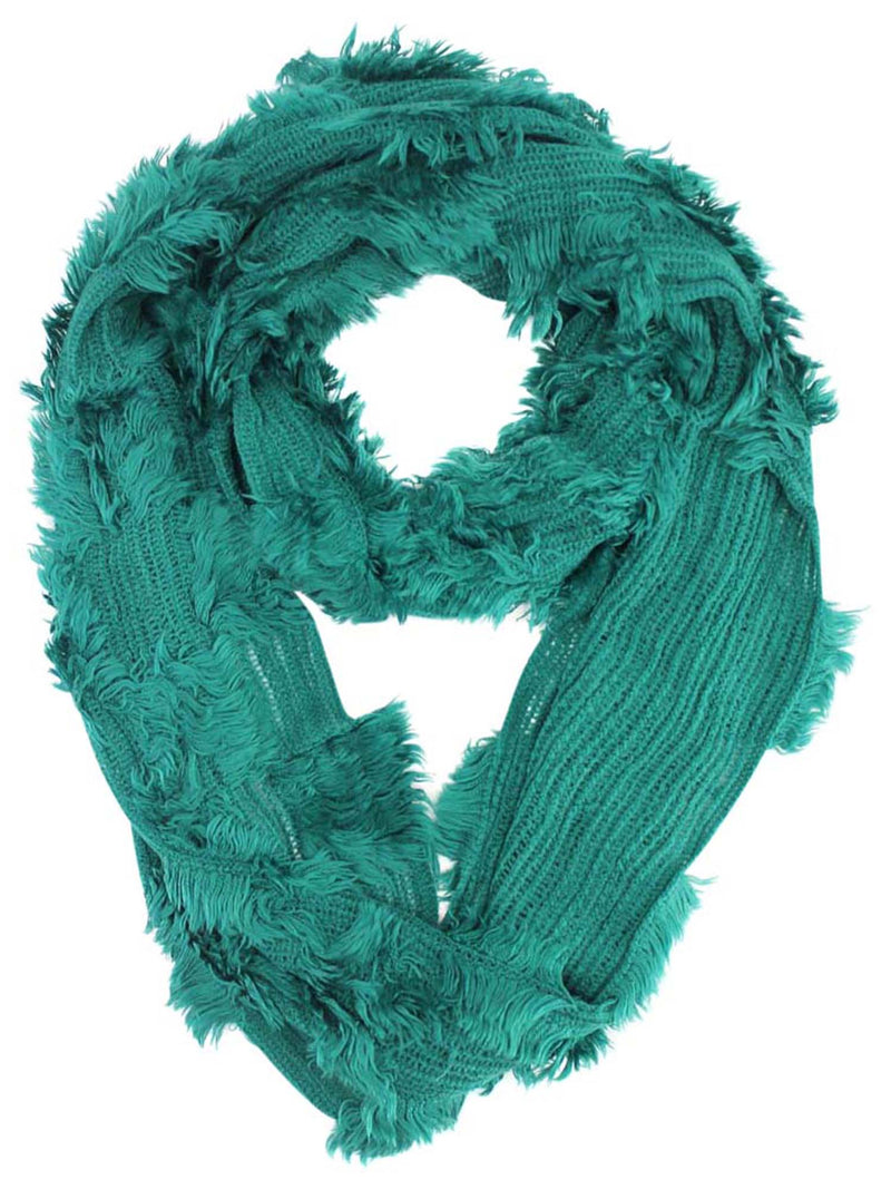 Green Wispy Fringe Ring Scarf