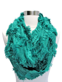 Green Wispy Fringe Ring Scarf