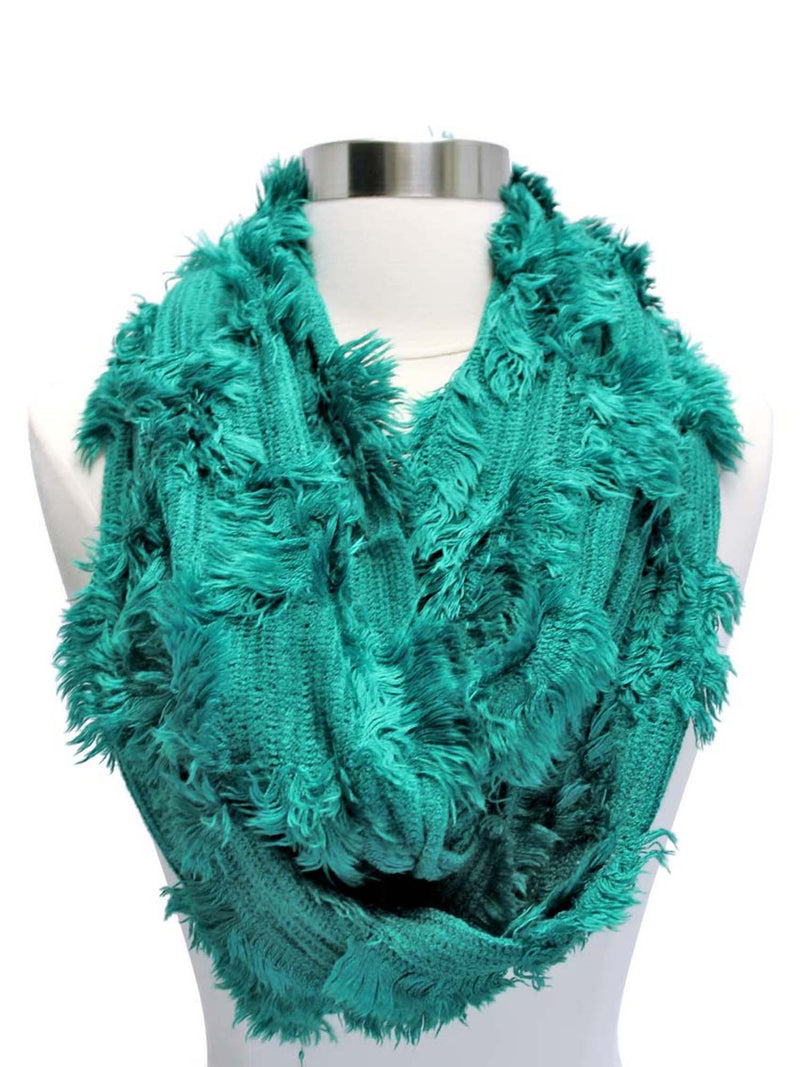 Green Wispy Fringe Ring Scarf