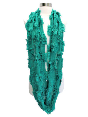 Green Wispy Fringe Ring Scarf