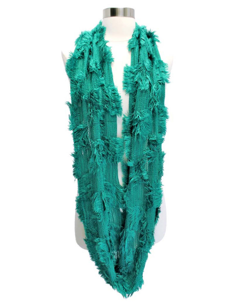Green Wispy Fringe Ring Scarf