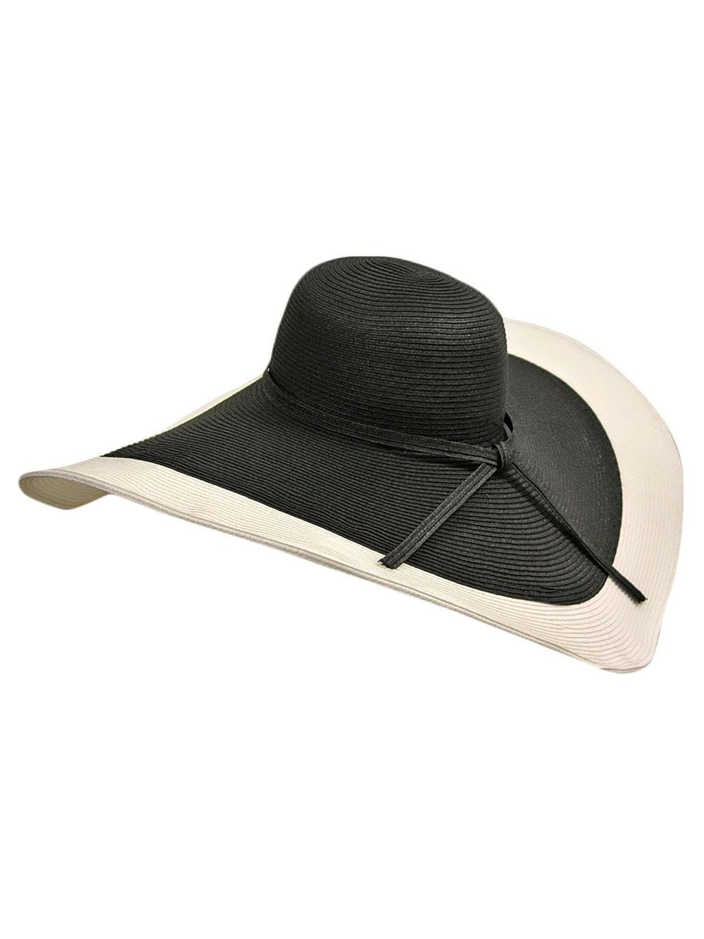 Black & White Floppy Hat With Wide Brim