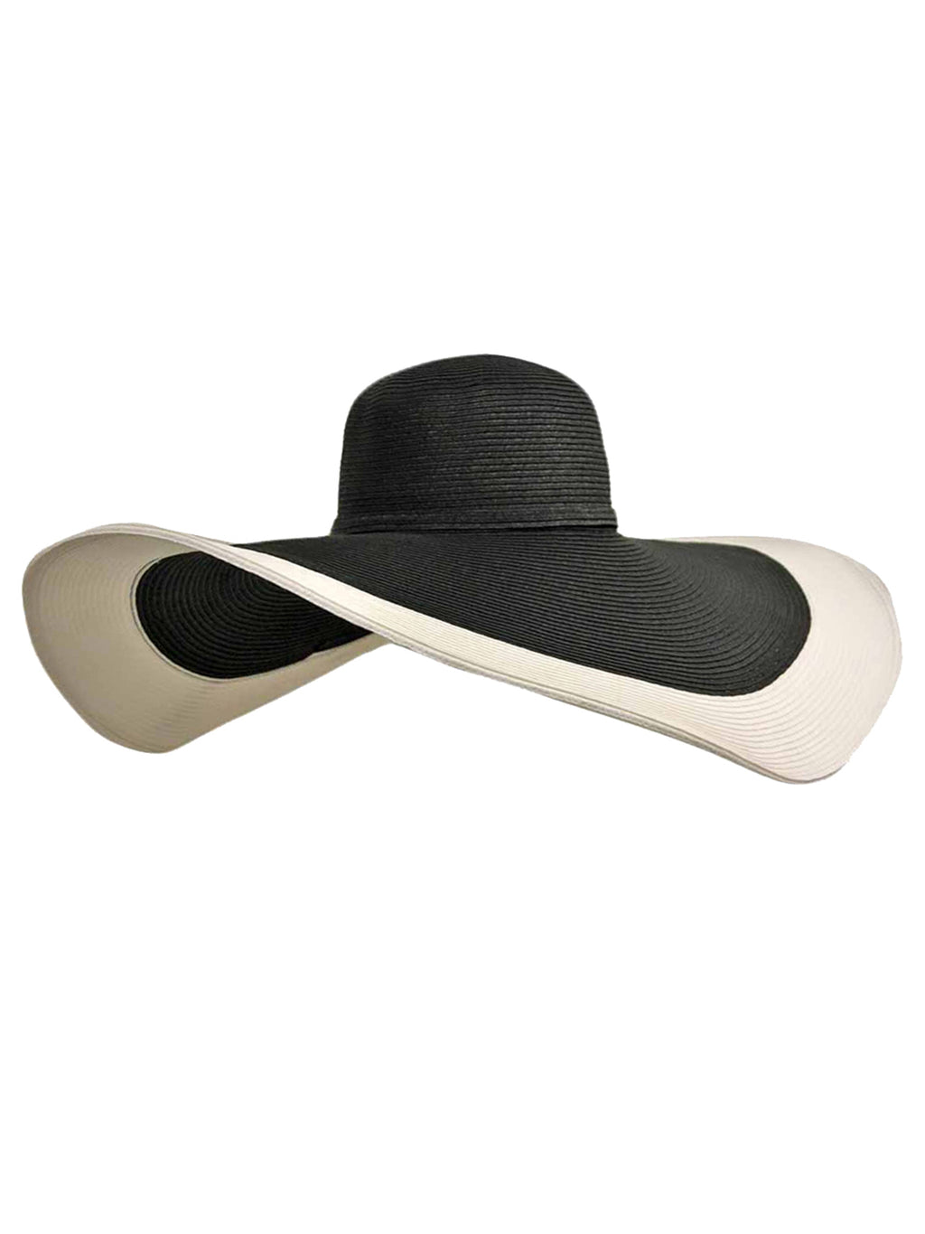 Black & White Floppy Hat With Wide Brim