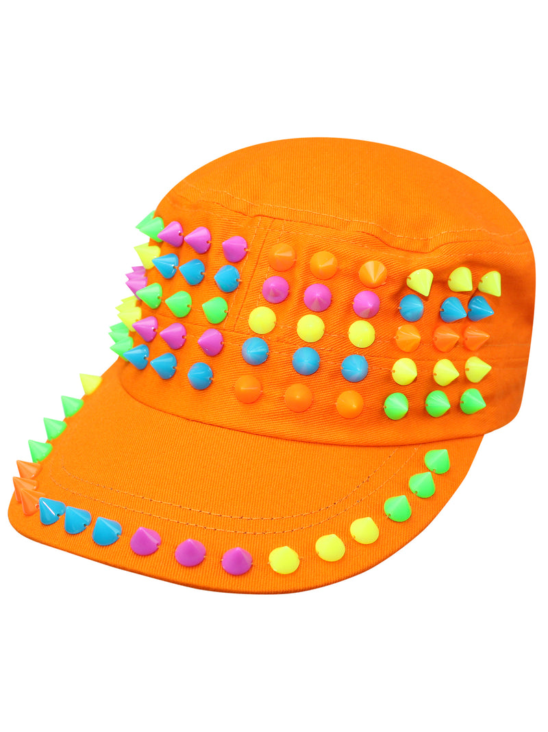 Cadet Style Cotton Cap Hat With Rainbow Spikes