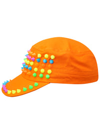 Cadet Style Cotton Cap Hat With Rainbow Spikes