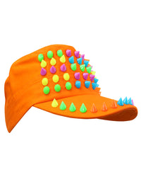 Cadet Style Cotton Cap Hat With Rainbow Spikes