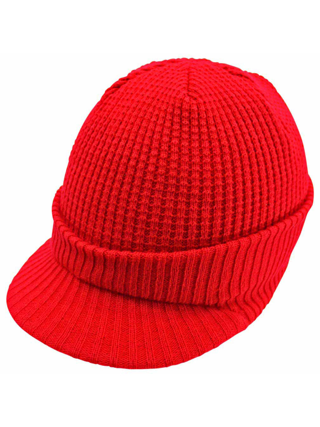 Thermal Ribbed Knit Beanie Hat With Visor