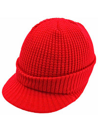 Thermal Ribbed Knit Beanie Hat With Visor