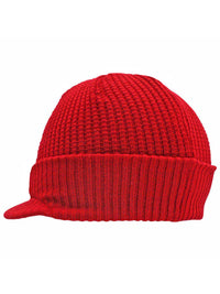 Thermal Ribbed Knit Beanie Hat With Visor