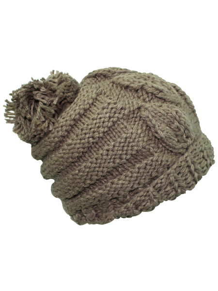 Slouchy Winter Cable Knit Beanie Hat With Pom Pom – Luxury Divas