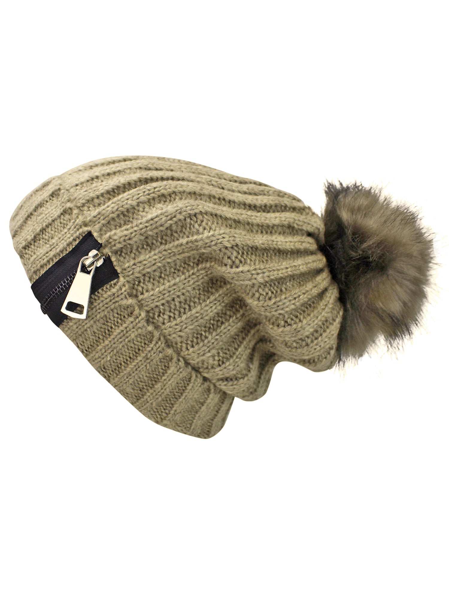 Fur Lined Knit Pom Pom Beanie Hat With Zipper – Luxury Divas Fur Lined Knit Pom Pom Beanie Hat With Zipper – Luxury Divas