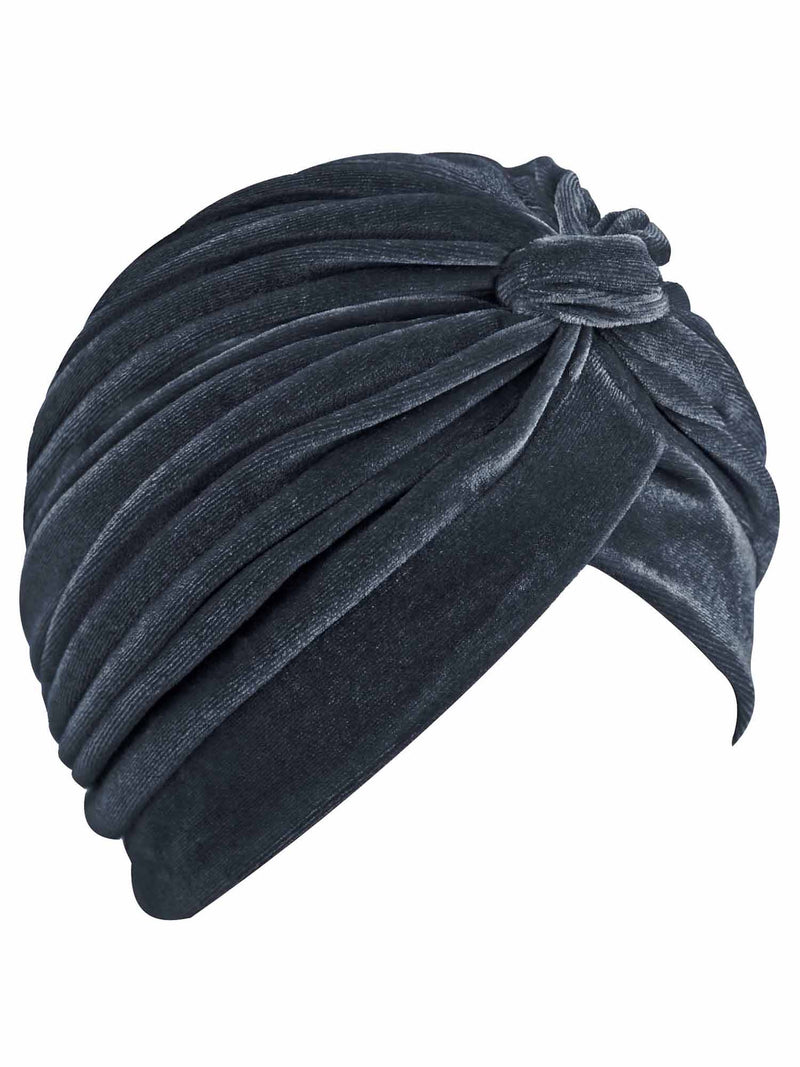 Silver Gray Velvet Turban Head Wrap