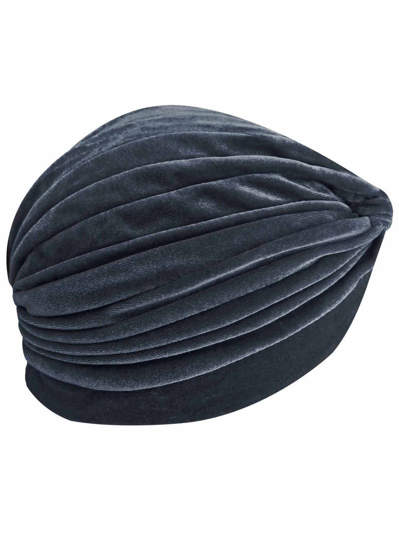 Silver Gray Velvet Turban Head Wrap