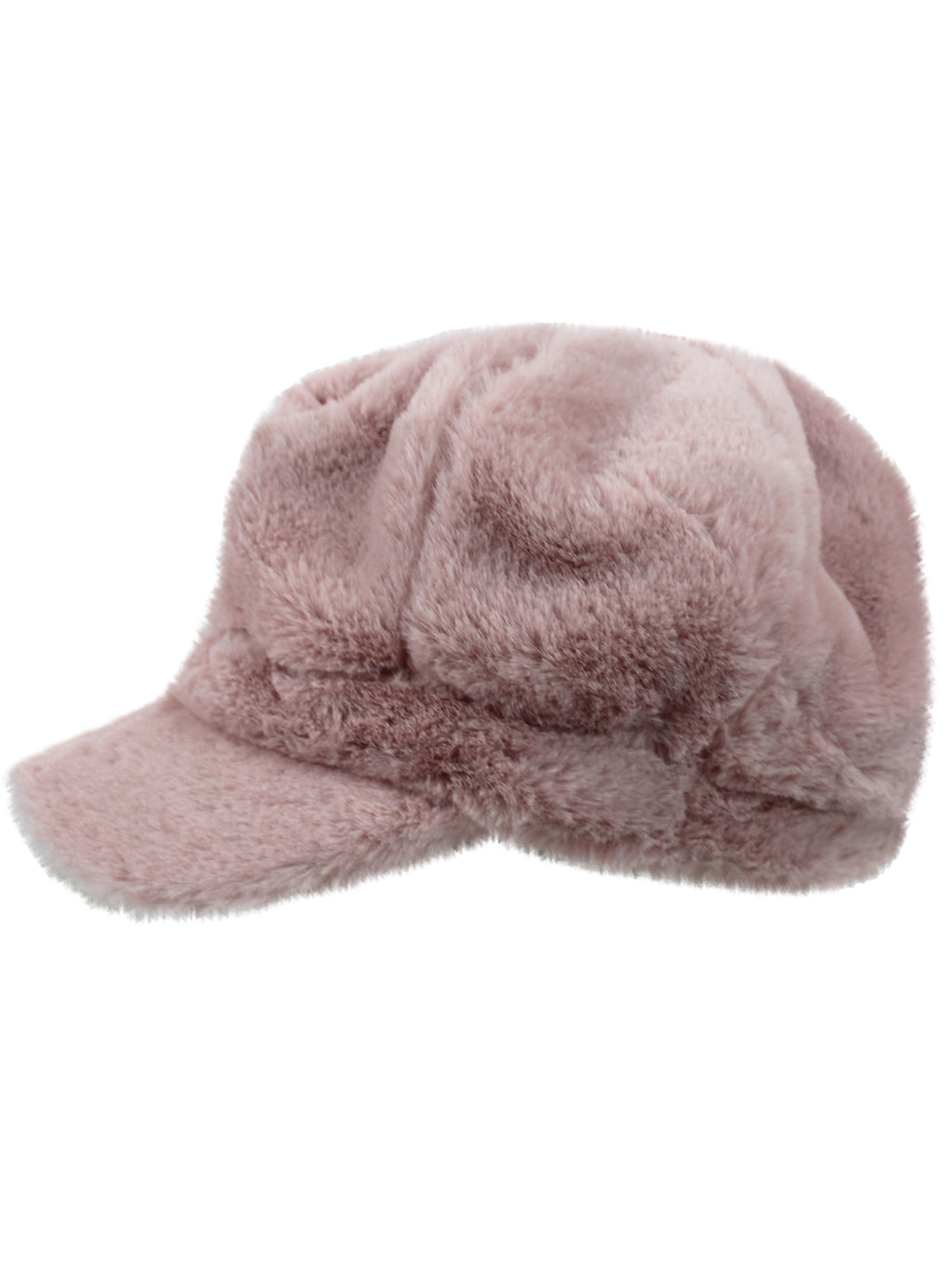 Blush Pink Faux Fur Cabbie Newsboy Hat