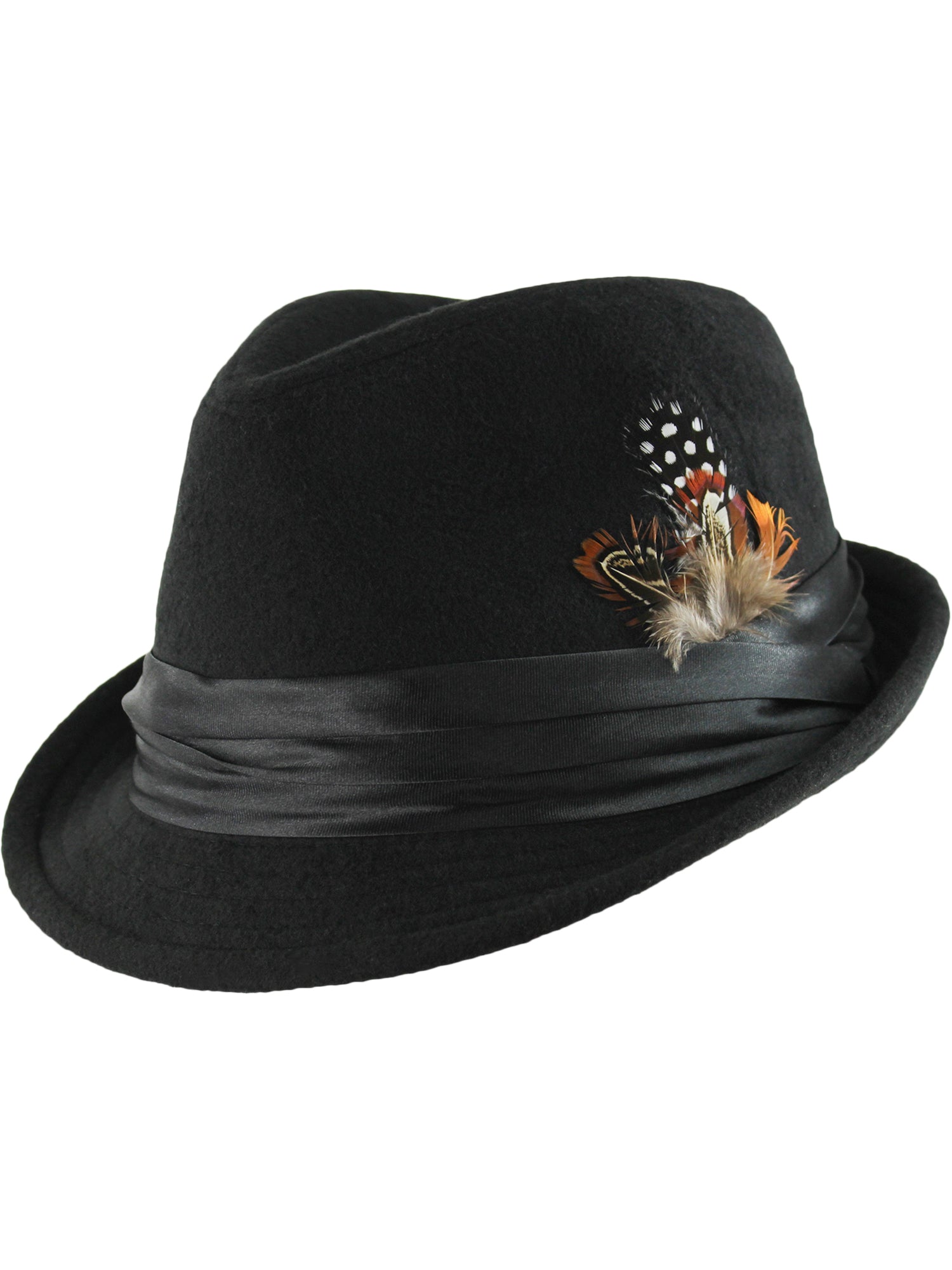 Black Wool Felt Fedora Hat With Feather Trim – Luxury Divas