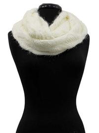 Diamond Knit Plush Fuzzy Eyelash Infinity Circle Scarf