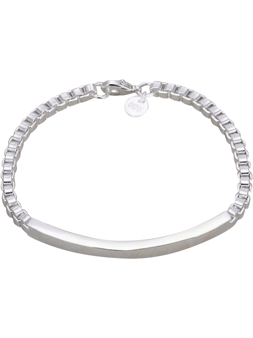 Sterling Silver Plated Box Link Bar Bracelet