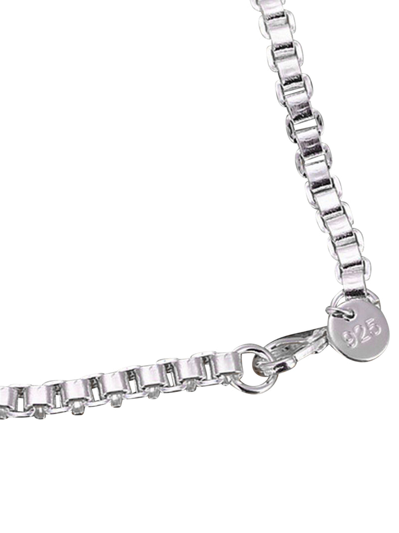 Sterling Silver Plated Box Link Bar Bracelet