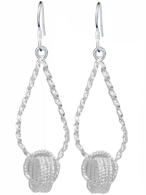 Sterling Silver Plated Dangling Knot & Hoop Earrings