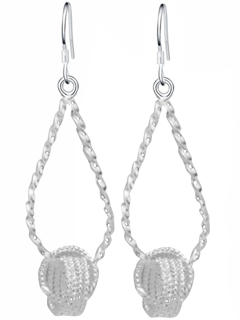Sterling Silver Plated Dangling Knot & Hoop Earrings