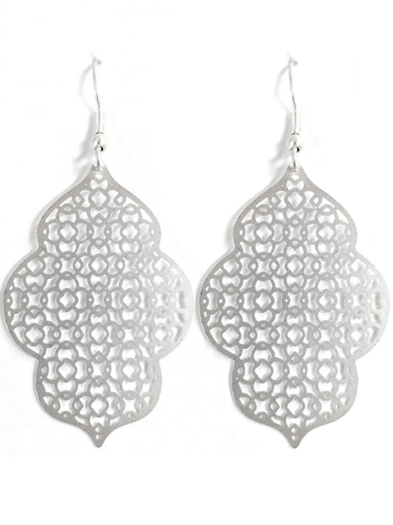 Matte Silver Lace Earrings