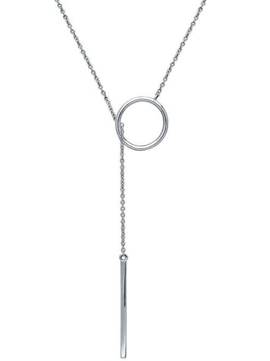 Silver Bar & Circle Slider Necklace