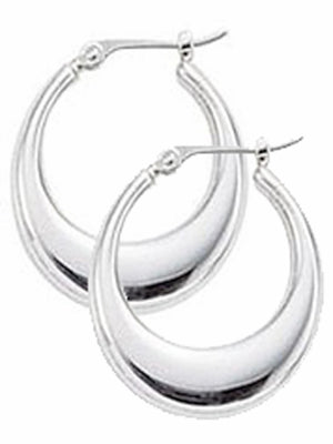 Round Tapered Sterling Silver Plated Hoop Earrings