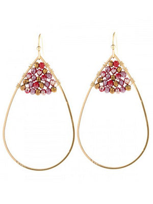 Red Teardrop Beaded Earrings