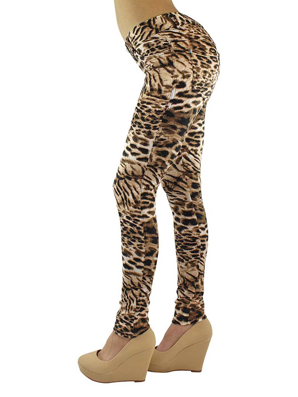 Leopard Print Jeggings With Pockets