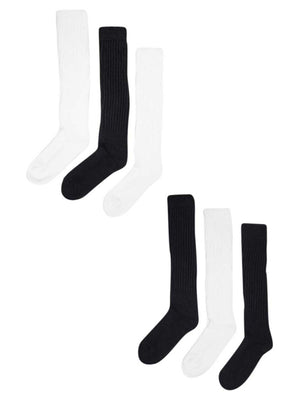 Black & White All Cotton 6-Pack Extra Heavy Super Slouch Socks