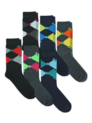 Mens 6 Pair Pack Classic Argyle Dress Socks
