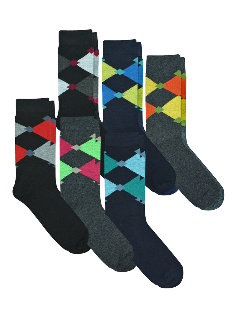 Mens 6 Pair Pack Classic Argyle Dress Socks