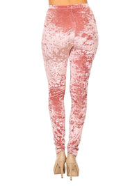 Rose Pink Crushed Velvet Velour Womens Leggings