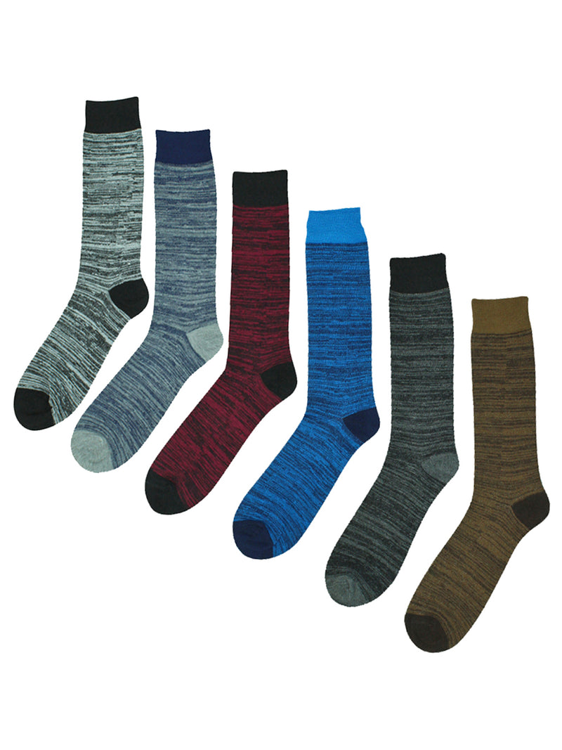 Two-Tone Marled Pattern Men'S 6-Pack Crew Socks