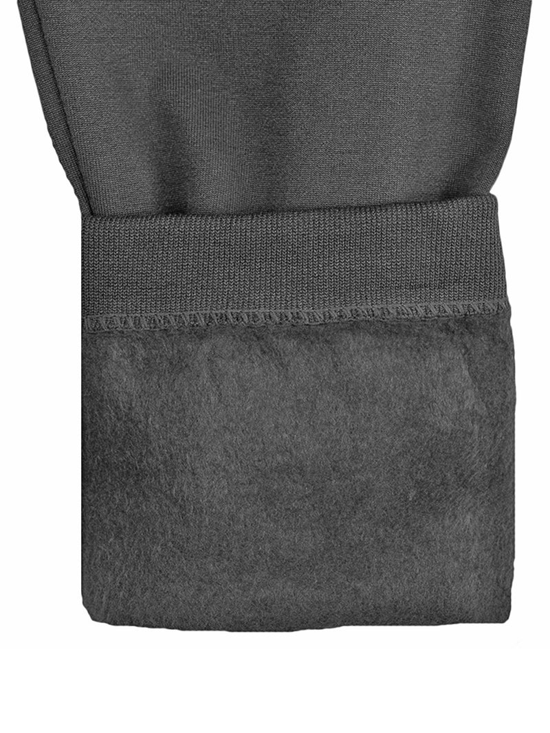 Charcoal Gray Wide Band Fleece Lined Womens Leggings