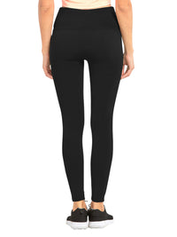 Black Wide Band Fleece Lined Winter Womens Leggings