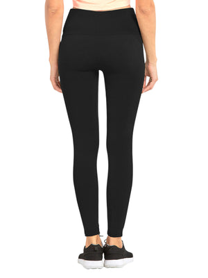 Black Wide Band Fleece Lined Winter Womens Leggings