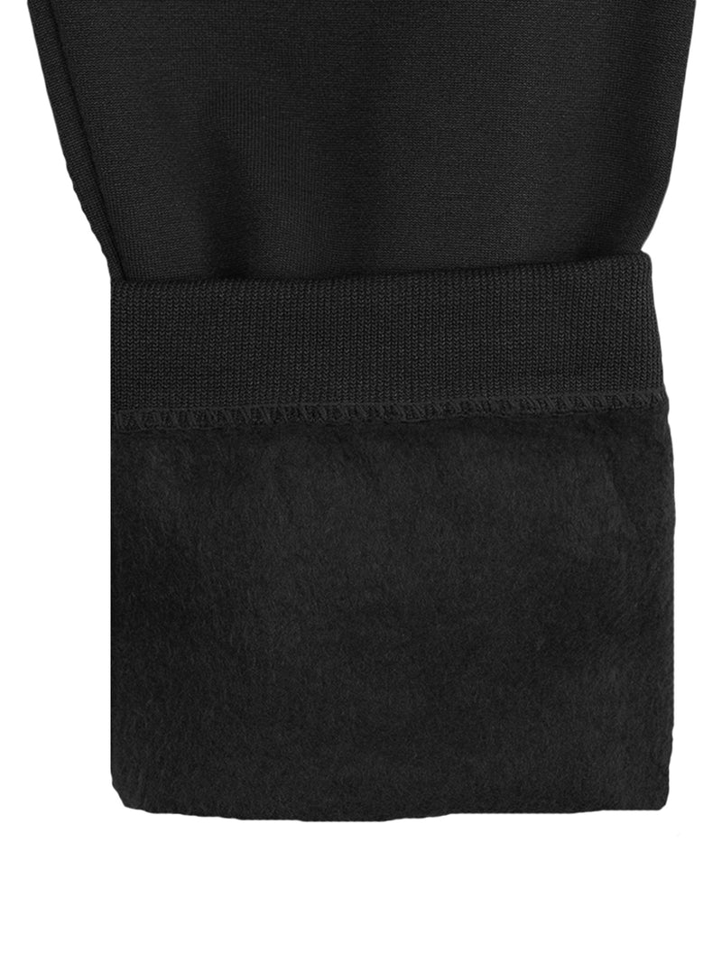 Black Wide Band Fleece Lined Winter Womens Leggings