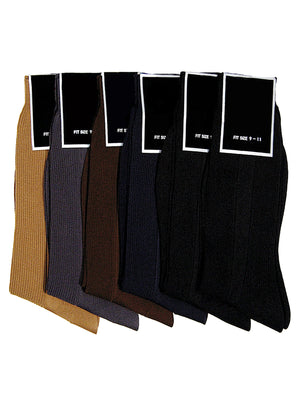 Mens 6 Pack Neutral Thin Dress Socks