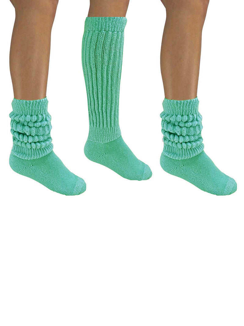 Seafoam Green Cotton 3 Pack Heavy Slouch Socks