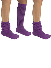 Purple All Cotton 3 Pack Heavy Super Slouch Socks