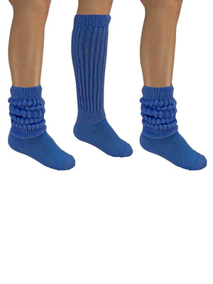 Royal Blue All Cotton 3 Pack Heavy Slouch Socks