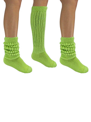 Lime Green All Cotton 3 Pack Heavy Slouch Socks