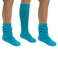 Turquoise All Cotton 3 Pack Heavy Slouch Socks