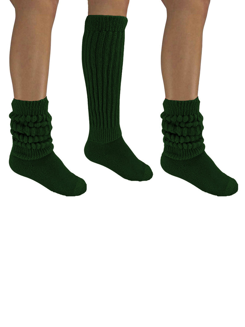 Hunter Green All Cotton 3 Pack Heavy Slouch Socks