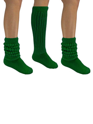 Kelly Green All Cotton 3 Pack Heavy Slouch Socks