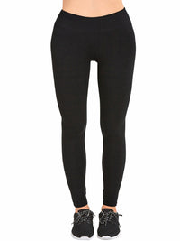 Womens Basic Black Full Length Cotton Leggings